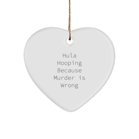 Christmas Unique Gift Hula Hooping Heart Ornament for Her White Present - Image 1