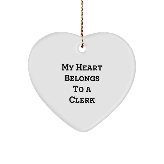 Funny Clerk Love Gifts from Sweetheart for Christmas Unique Heart Ornament - Image 1