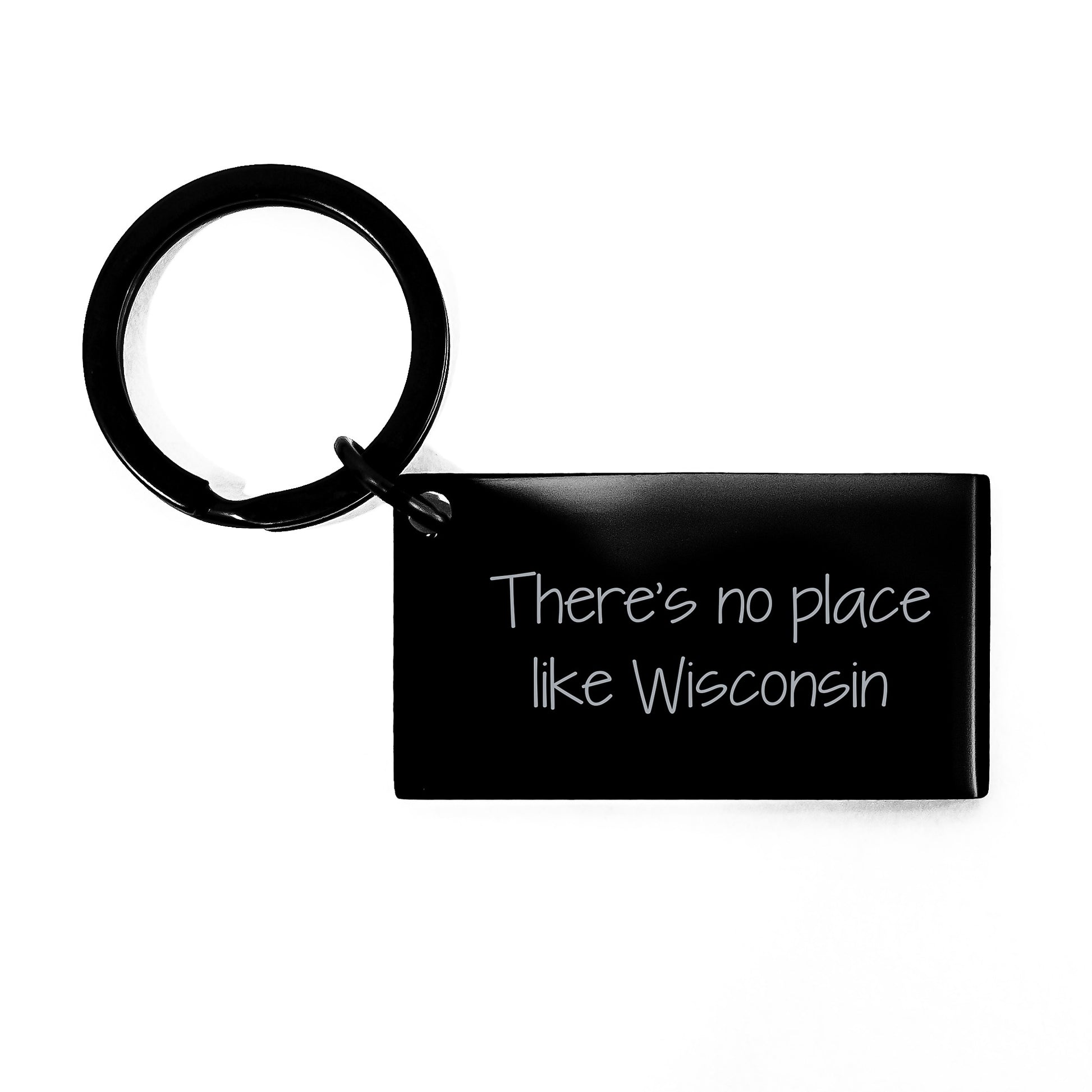 Wisconsin Keychain Gifts from Friends, Family to Graduating Men and Women - 'There's No Place Like Wisconsin' Funny Keychain - Image 1