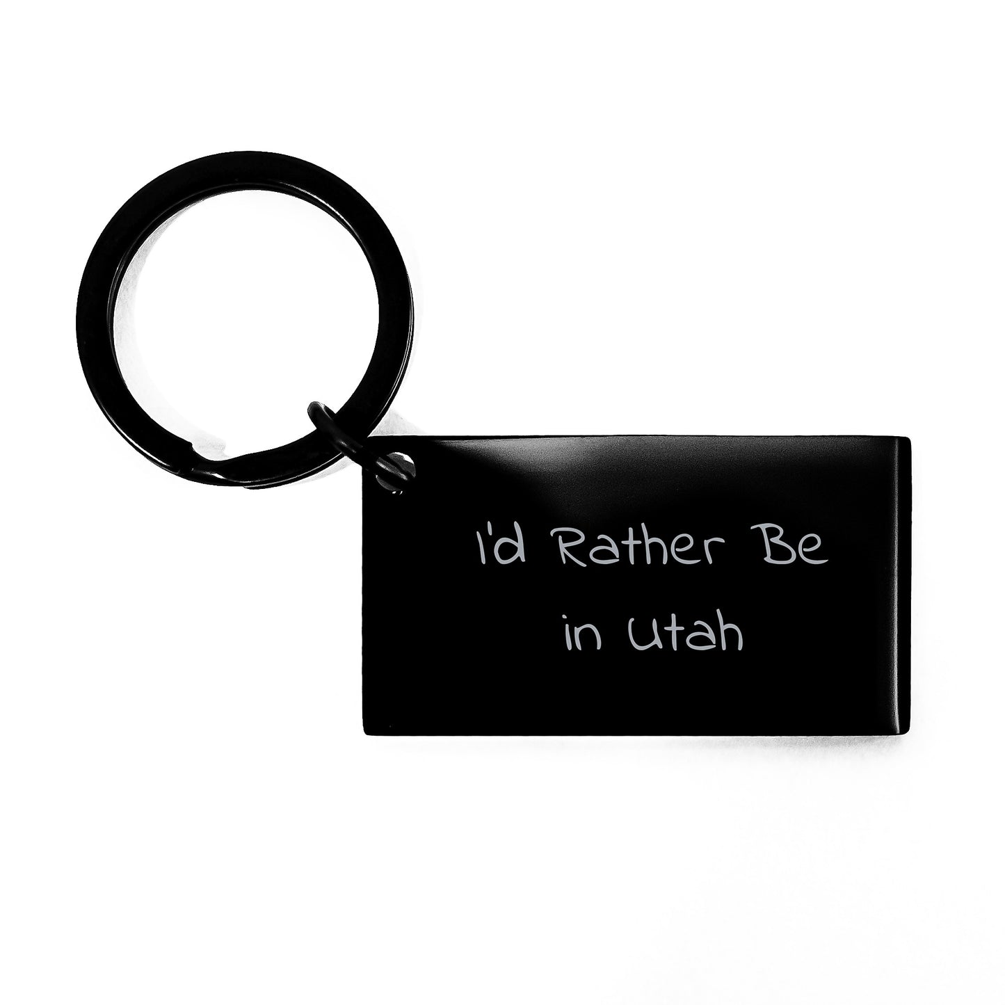 For Him Utah Keepsake Keychain Birthday Gift Engraved Black Steel - Image 1