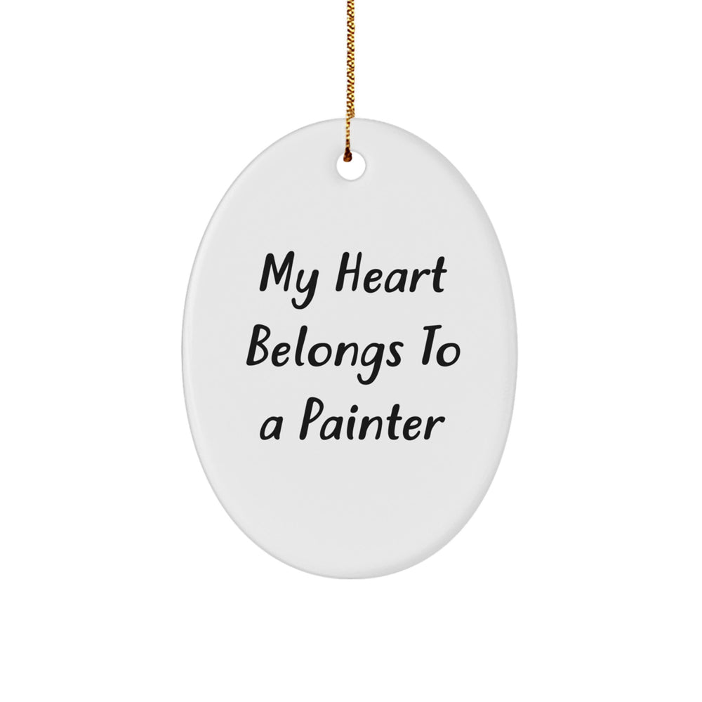 Funny Painter Gifts from Friends - My Heart Belongs To A Painter Oval Ornament for Christmas - Image 1