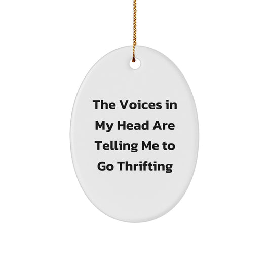Funny Thrifting Gifts from Family for Thrifting Enthusiasts, Oval Ornament, Christmas Unique Finds - Image 1