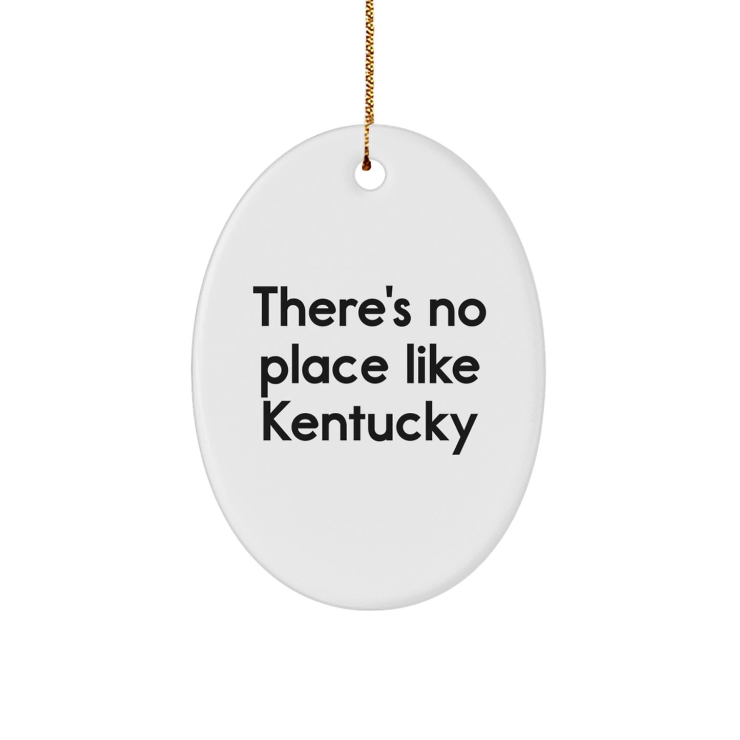 Christmas Unique Gift for Her Kentucky Oval Ornament Present with Gold Cord - Image 1