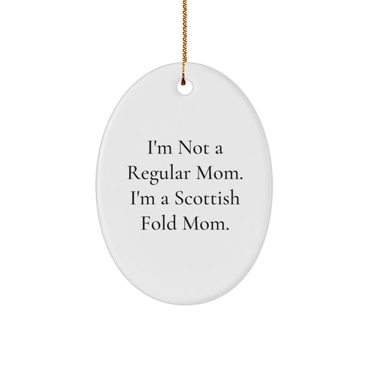 Funny Scottish Fold Cat Mom Gifts from Family to Scottish Fold Cat Lovers - Oval Ornament Christmas Unique Presents - Image 1