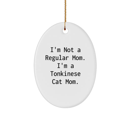 Funny Tonkinese Cat Mom Christmas Oval Ornament Gifts for Friends from Mom - Image 1