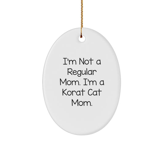 Funny Korat Cat Mom Oval Ornament Gifts from Friends for Christmas Unique Korat Cat Lover - Image 1