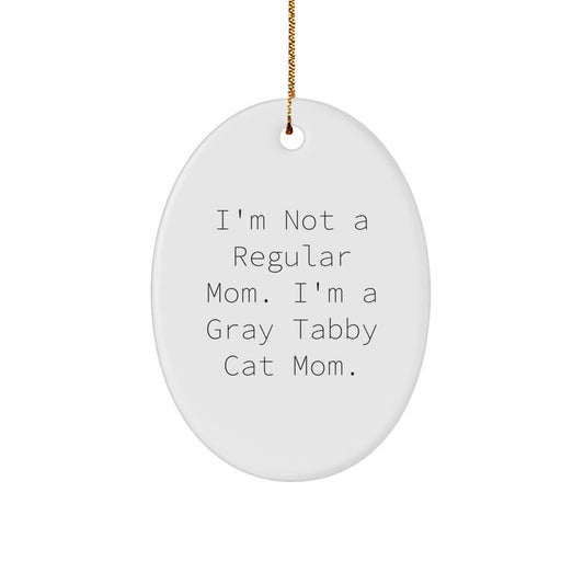 Gray Tabby Cat Mom Oval Ornament Gifts from Family Friends Men Women Coworkers for Gray Tabby Cat Lovers Christmas Unique Gifts - Image 1
