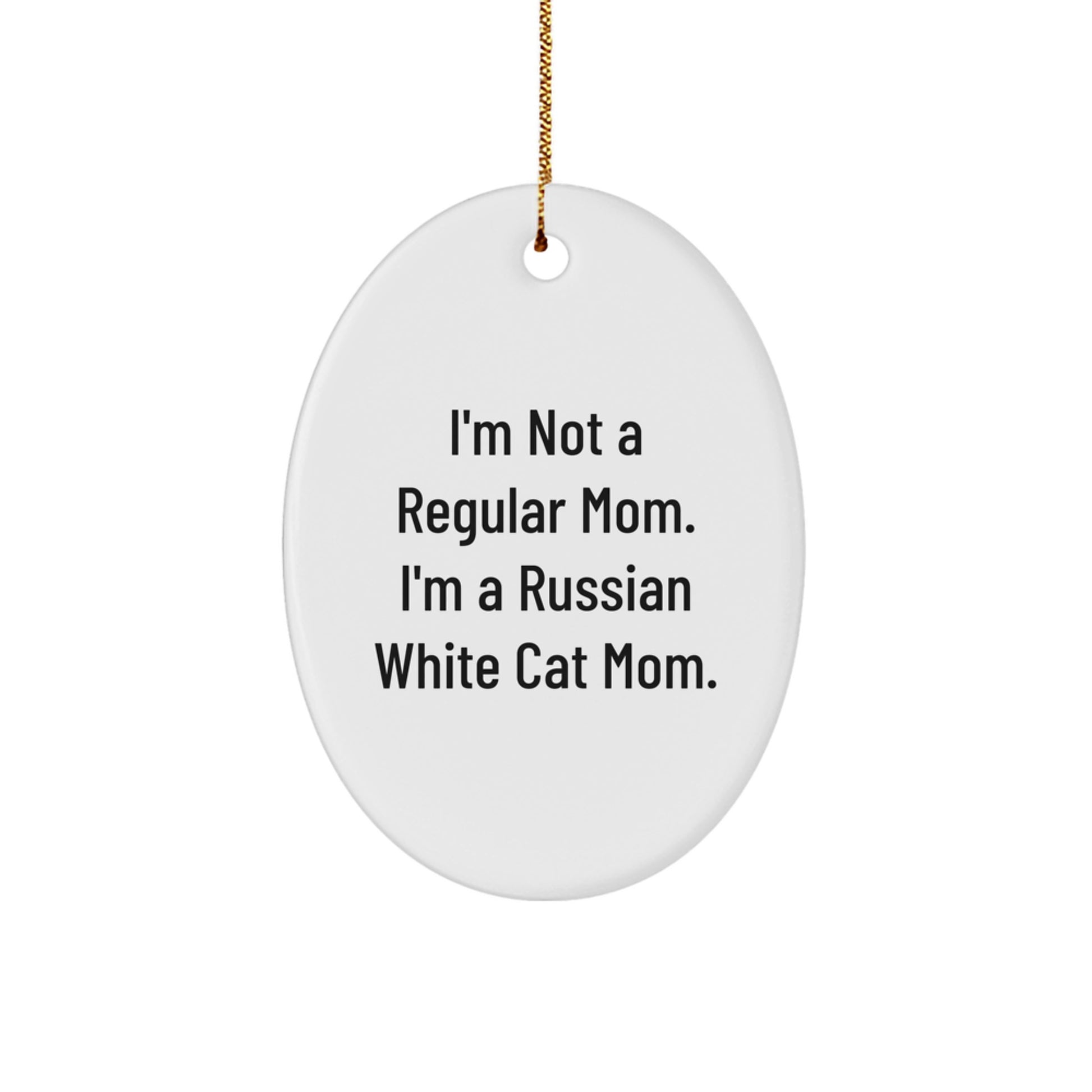 Russian White Cat Mom Oval Ornament Gifts from Friends and Family for Christmas Unique Decorations - Image 1