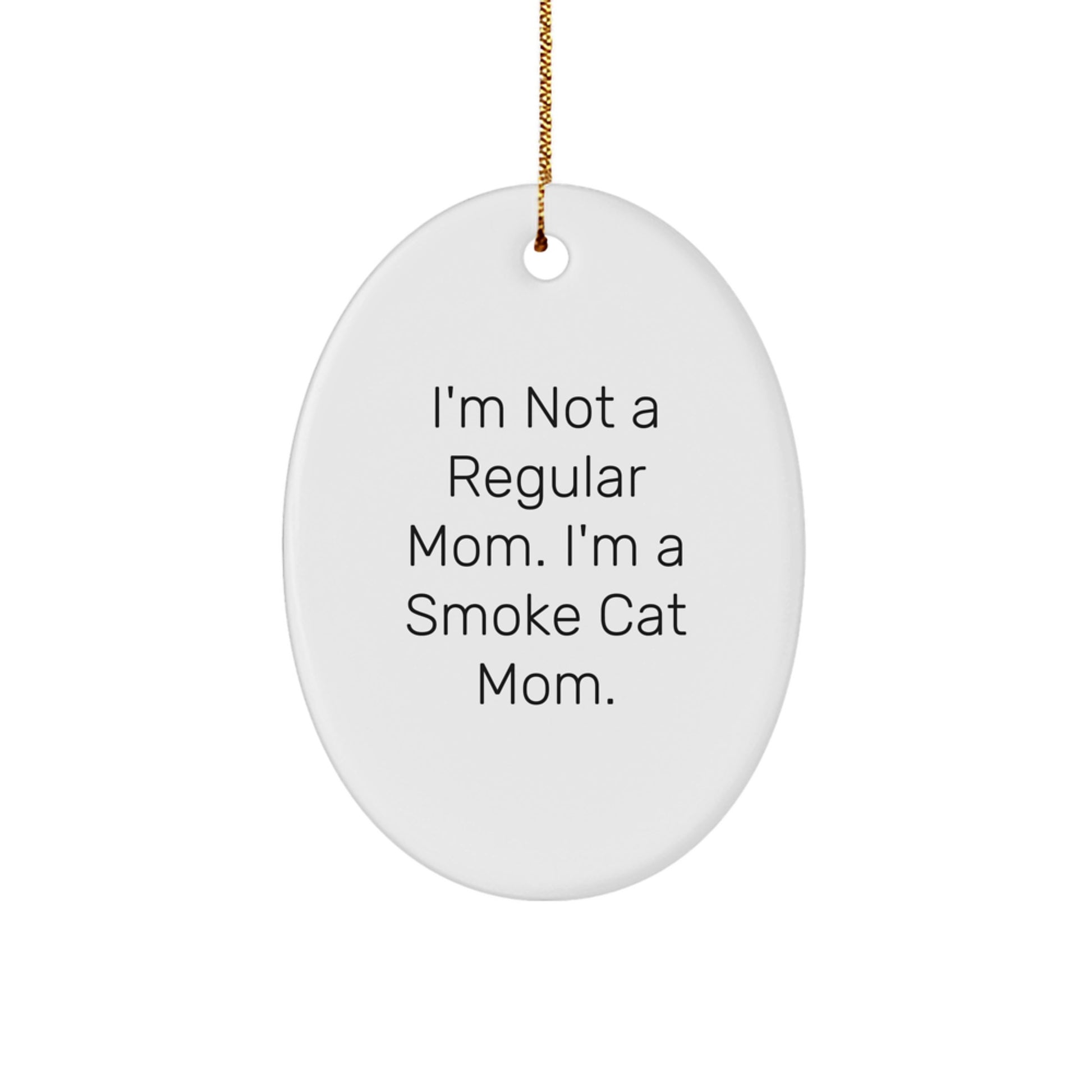 Funny Smoke Cat Gifts for Men Women Friends Christmas Oval Ornament, Gifts from Mom, for Smoke Cat Lover - Image 1