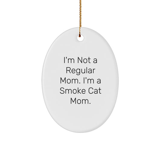 Funny Smoke Cat Gifts for Men Women Friends Christmas Oval Ornament, Gifts from Mom, for Smoke Cat Lover - Image 1