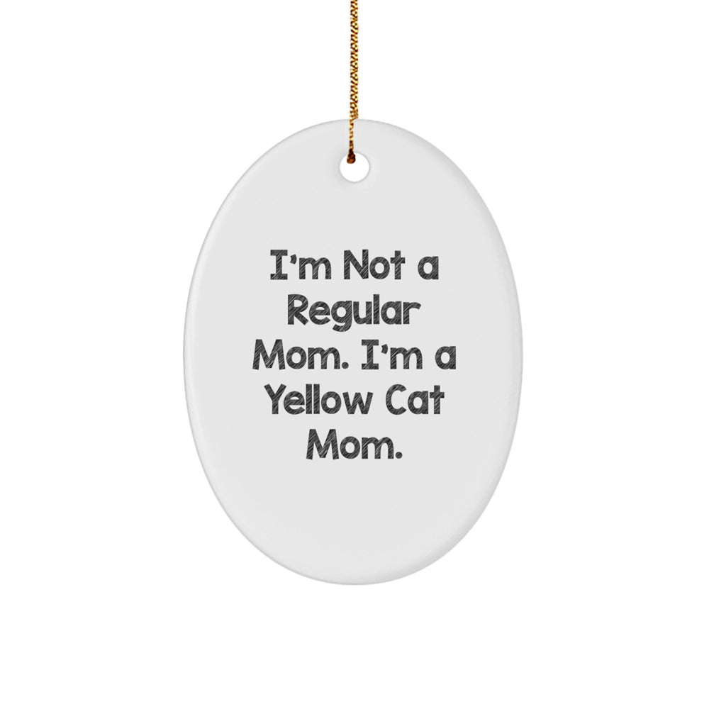 Funny Yellow Cat Mom Oval Ornament Gifts for Family from Men, Gifts for Yellow Cat Lovers from Women, Unique Christmas Decorations for Home - Image 1