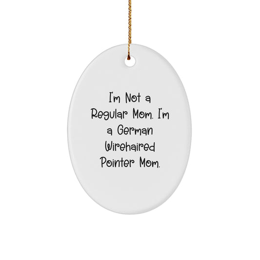 German Wirehaired Pointer Dog Mom Christmas Oval Ornament, Funny German Wirehaired Pointer Dog Gifts from Friends to Family, Oval Shaped Decorations for Home, White Color - Image 1