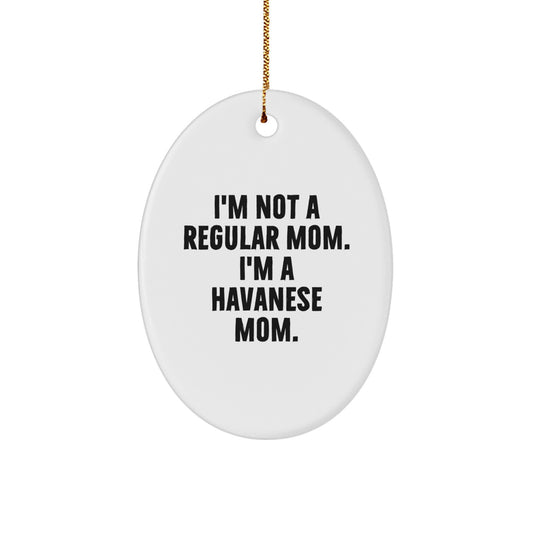 Funny Havanese Dog Mom Oval Ornament Gifts from Family - Image 1
