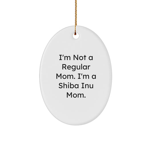 Christmas Unique Gift for Her Shiba Inu Mom Oval Ornament Present White - Image 1
