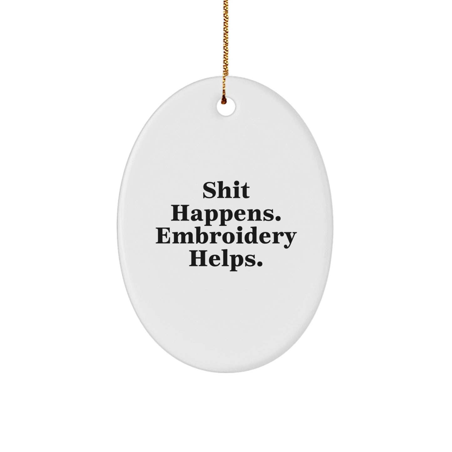 Fun Embroidery Oval Ornaments Gifts for Women from Friends during Christmas - Image 1