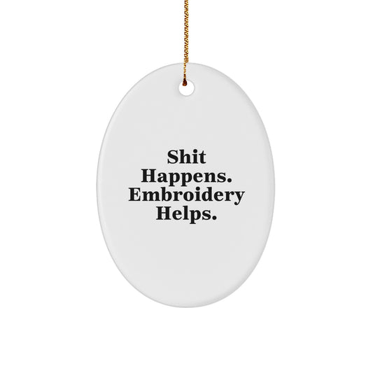Fun Embroidery Oval Ornaments Gifts for Women from Friends during Christmas - Image 1