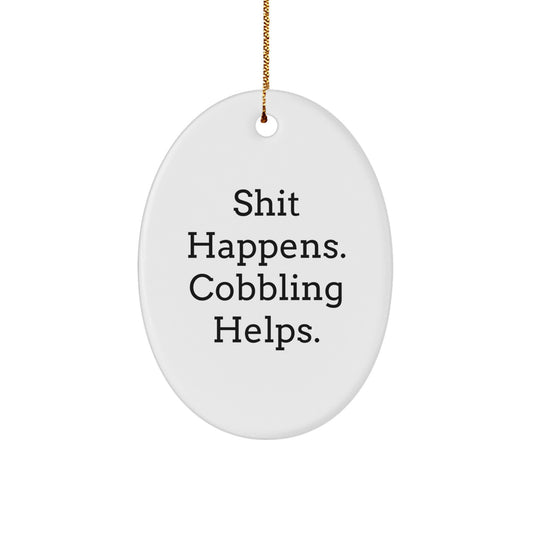 Cobbling Gifts for Christmas, Funny Oval Ornament, Gifts from Mom to Dad - Image 1
