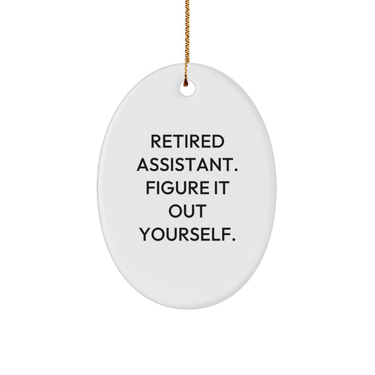 Funny Retired Assistant Gifts Oval Ornament for Christmas Unique Presents - Image 1
