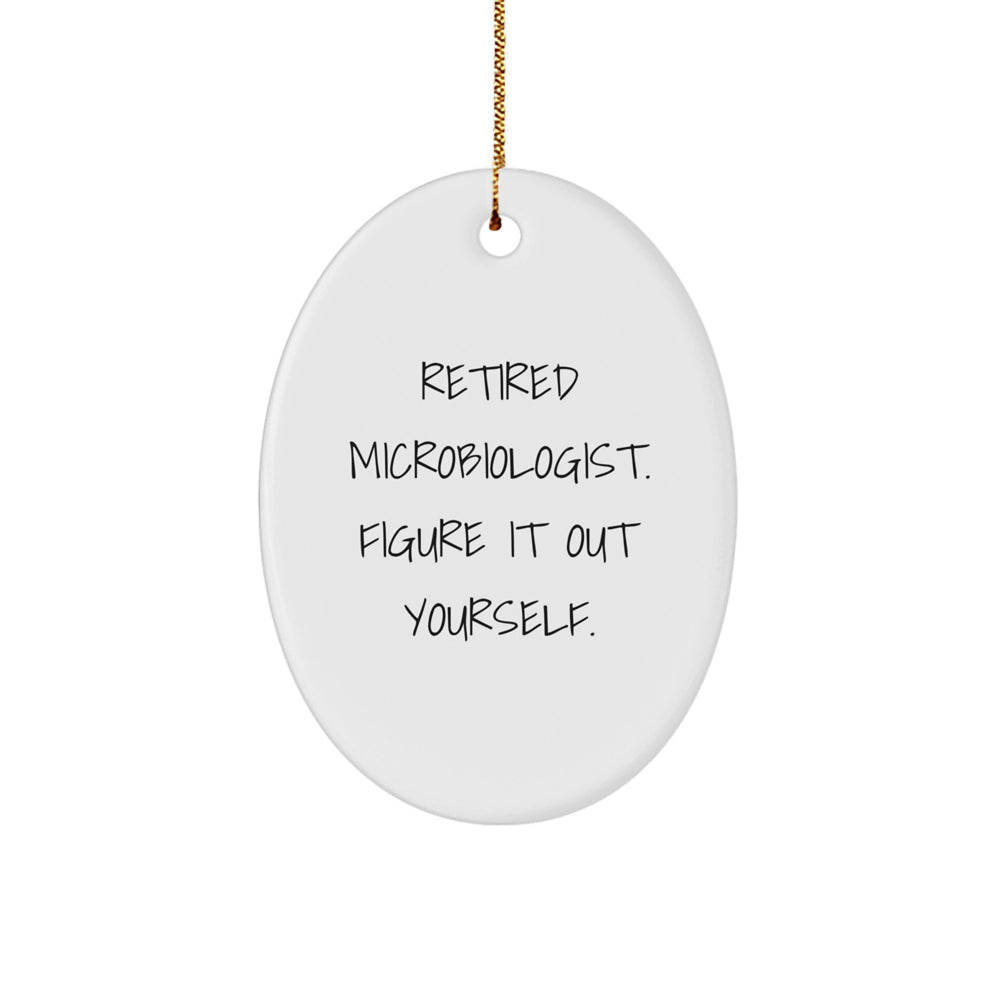 Funny Microbiologist Gifts from Friends, Retired Microbiologist Figure It Out Yourself Oval Ornament for Christmas Unique Gifts - Image 1