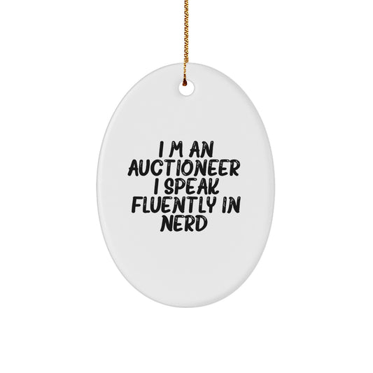 Auctioneer Gifts from Friends, Funny Oval Ornament for Auctioneer, Unique Christmas Unique Gifts for Men - Image 1