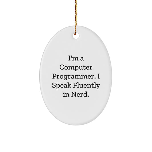 Computer Programmer Christmas Ornament for Him Gift Speak in genius - Image 1