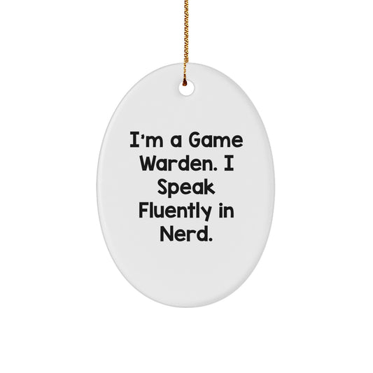 Fun Game Warden Gifts from Friends, Funny Oval Ornament for Men, Christmas Unique Gifts - Image 1