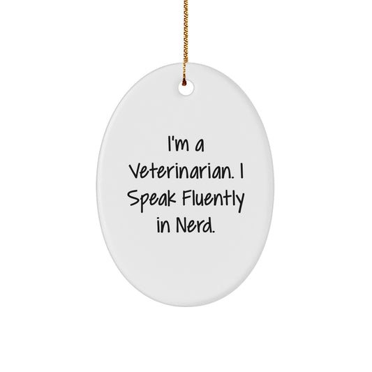 Funny Veterinarian Gifts for Men, Oval Ornament, Christmas Unique Presents from Friends or Family - Image 1
