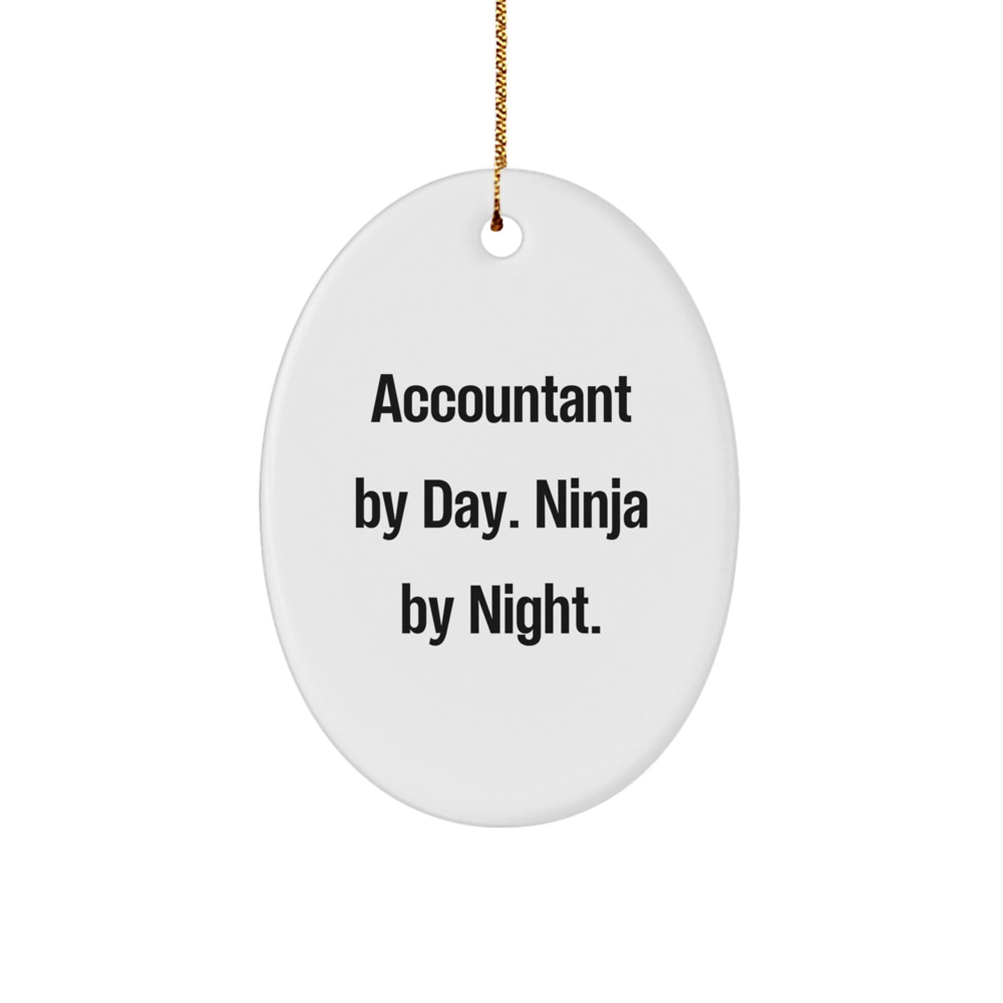 Funny Accountant Gifts by Day Ninja By Night Oval Ornament, Christmas Unique Gifts for Accountants from Friends - Image 1