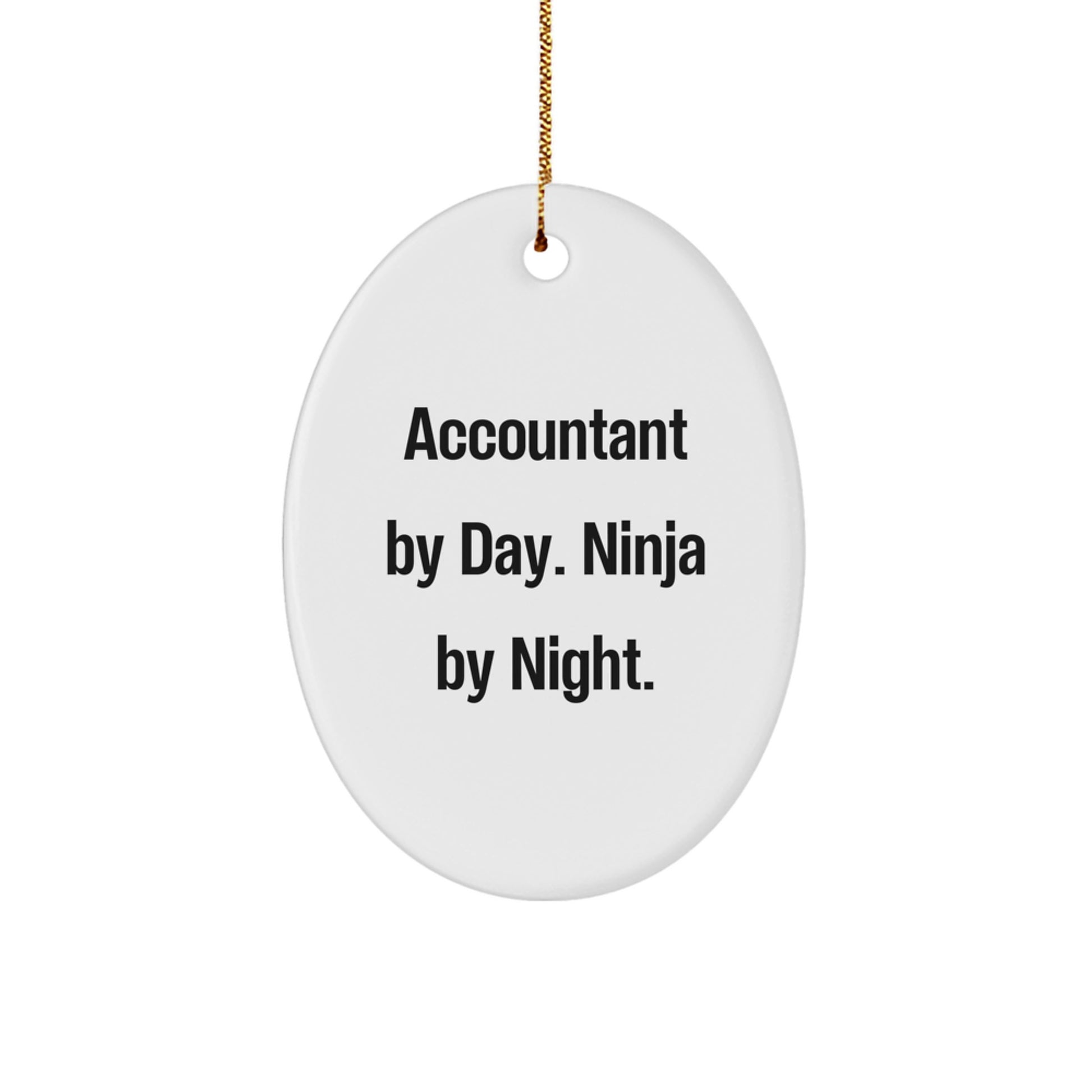 Funny Accountant Gifts by Day Ninja By Night Oval Ornament, Christmas Unique Gifts for Accountants from Friends - Image 1