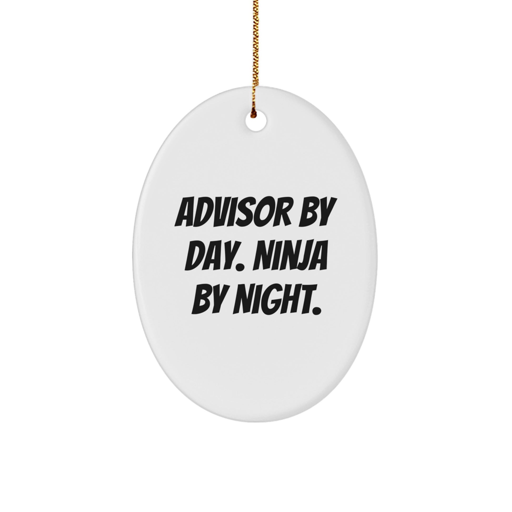 Funny Advisor By Day Ninja By Night Oval Ornament Gifts from Men or Women for Advisor Friends Family Coworkers Christmas Unique Gift - Image 1