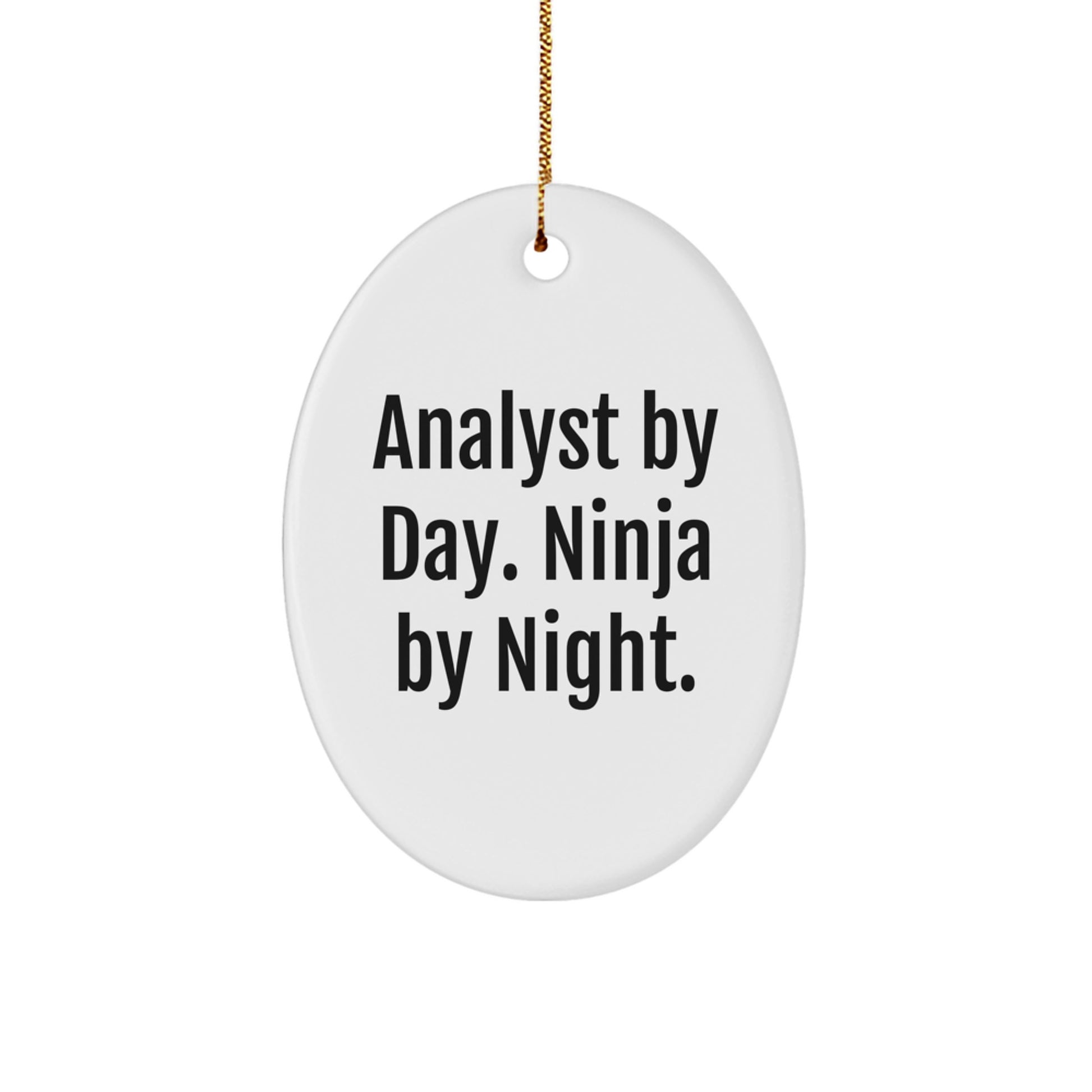 Gifts from Family, Christmas Unique Gifts for Analyst By Day. Ninja By Night. - Oval Ornament for Desk, Office Decor, Analyst Men Women Friends Coworkers Family - Image 1