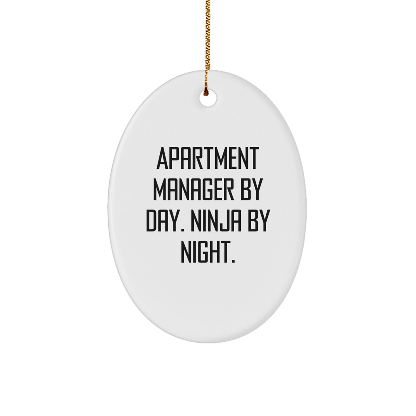 Funny Apartment Manager Gifts by Friends - Oval Ornament Christmas Unique Presents for Men - Image 1