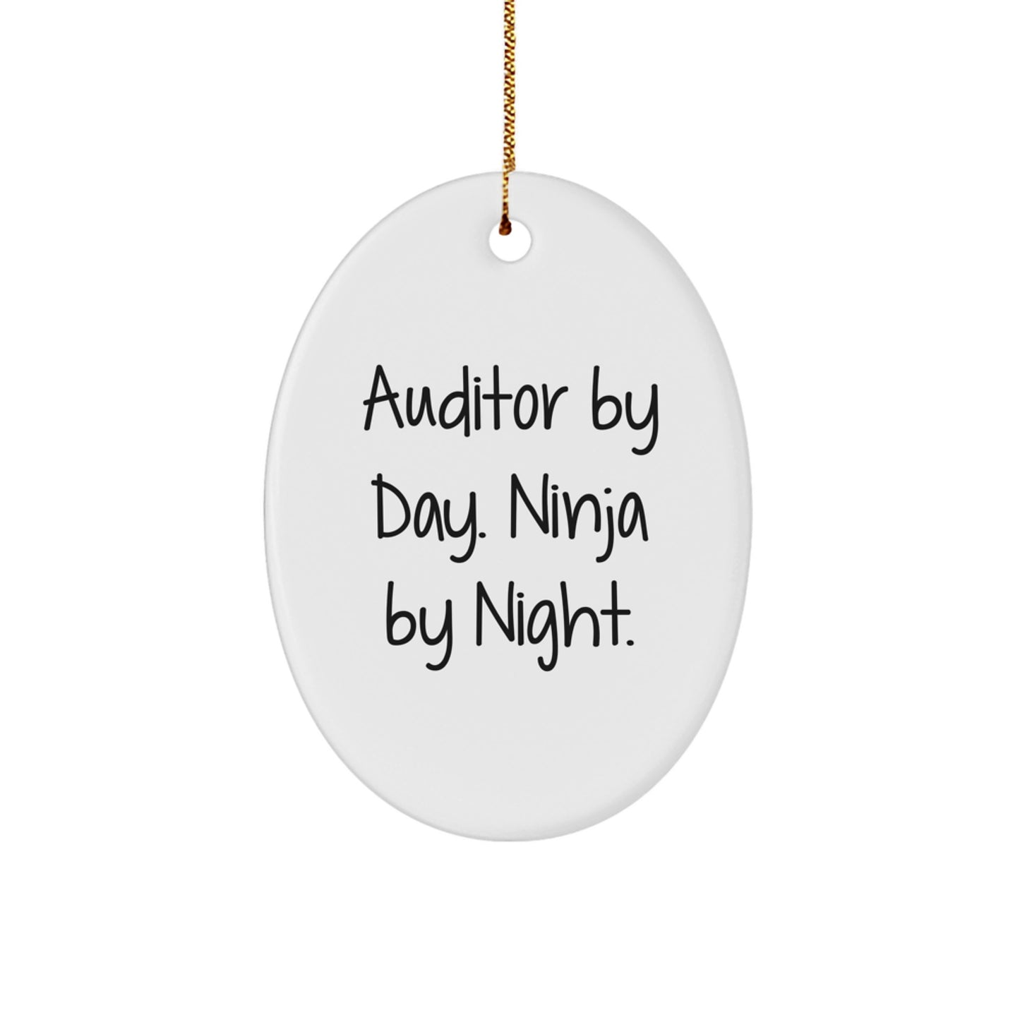 Funny Auditor Gifts for Men Oval Ornament, Christmas Unique Presents from Family Friends, Oval Shaped White Design - Image 1