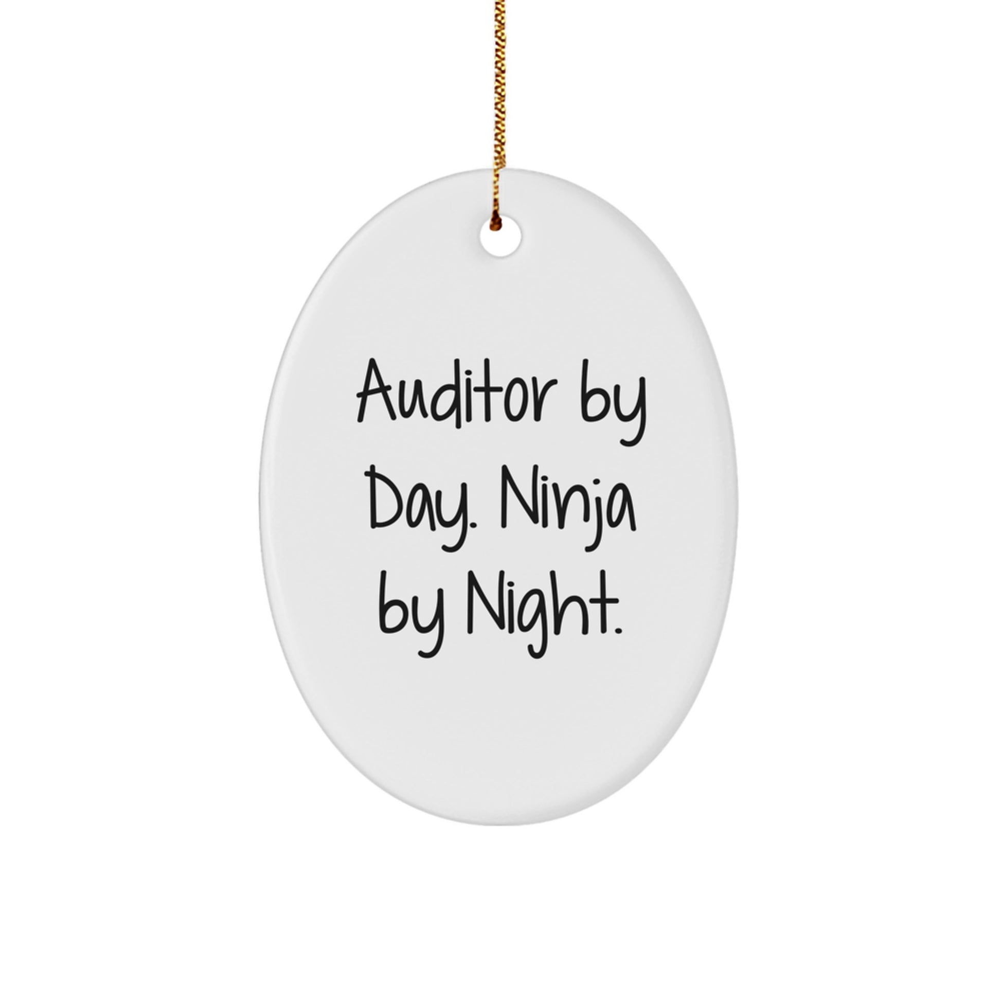 Funny Auditor Gifts for Men Oval Ornament, Christmas Unique Presents from Family Friends, Oval Shaped White Design - Image 1