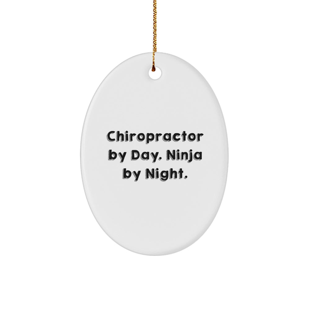 Funny Chiropractor Oval Ornament Gifts for Chiropractor By Day. Ninja By Night. - Unique Christmas Unique Gifts from Friends or Family - Image 1