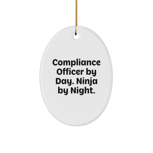 Compliance Officer Funny Gifts from Friends for Christmas Unique Oval Ornament - Oval Shaped Compliance Officer Decor - Image 1