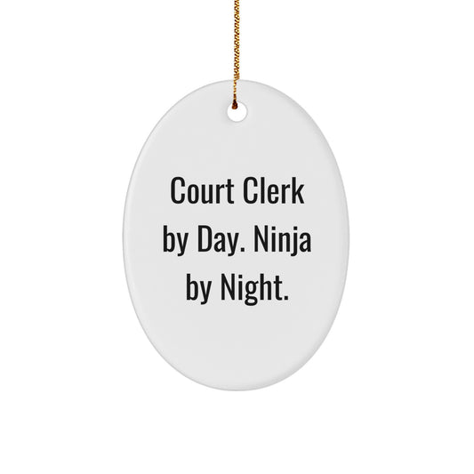Funny Court Clerk Christmas Oval Ornament Gifts from Friends, Colleagues, Family Members to Court Clarks, Coworkers, and Loved Ones - Image 1