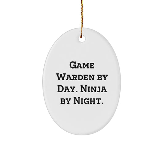 Game Warden Gifts for Men - Funny Oval Ornament By Day Ninja By Night Gifts from Friends for Christmas - Image 1