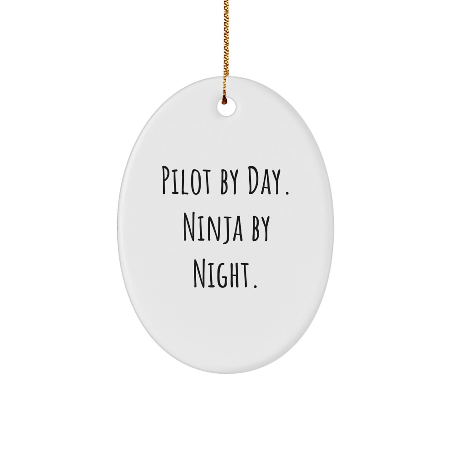Pilot By Day. Ninja By Night. Keepsake Christmas Ornament for Him Gift - Image 1