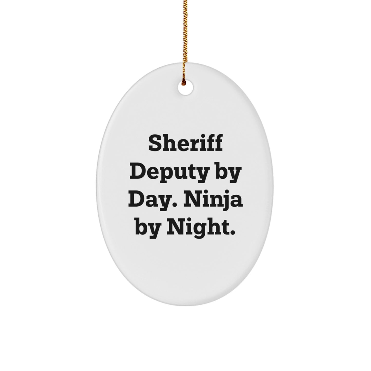Christmas Gift for Her Sheriff Deputy Oval Tree Ornament Present - Image 1