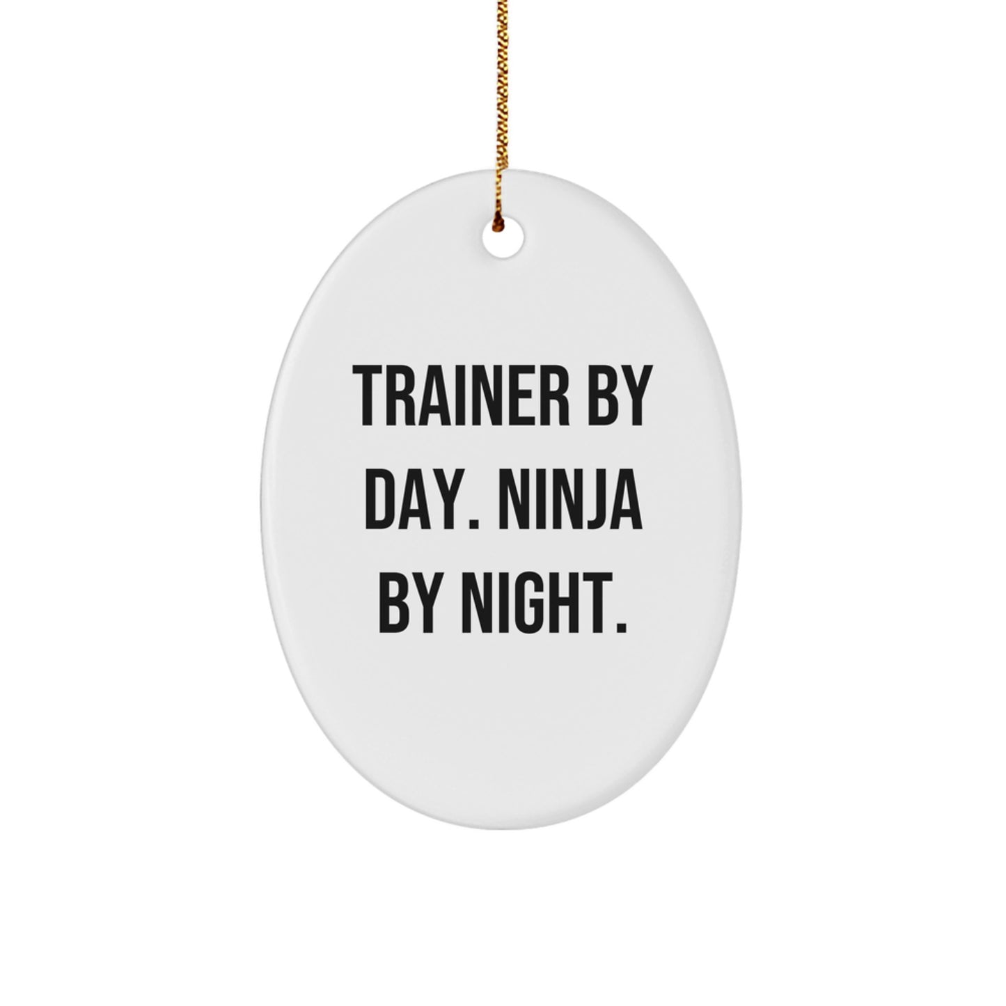 Funny Trainer Gifts, Oval Ornament for Trainer, Trainer By Day Ninja By Night Christmas Unique Presents, Gifts from Family for Trainer Friends - Image 1