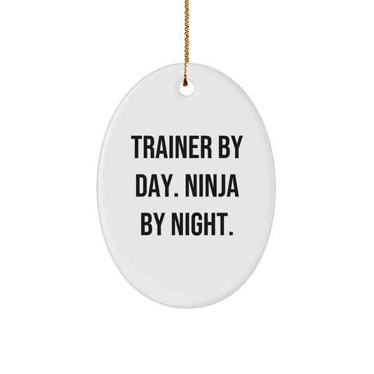 Funny Trainer Gifts, Oval Ornament for Trainer, Trainer By Day Ninja By Night Christmas Unique Presents, Gifts from Family for Trainer Friends - Image 1