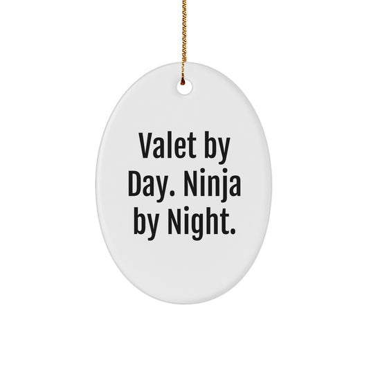 Valet By Day. Ninja By Night. Christmas Ornament Keepsake for Him Gift - Image 1
