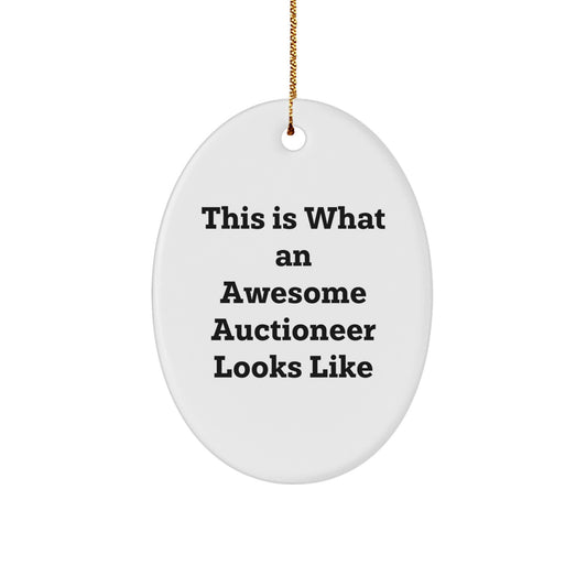 Auctioneer Gifts, Funny Oval Ornament, Christmas Unique Gifts from Friends and Family to Auctioneer Men and Women - Image 1