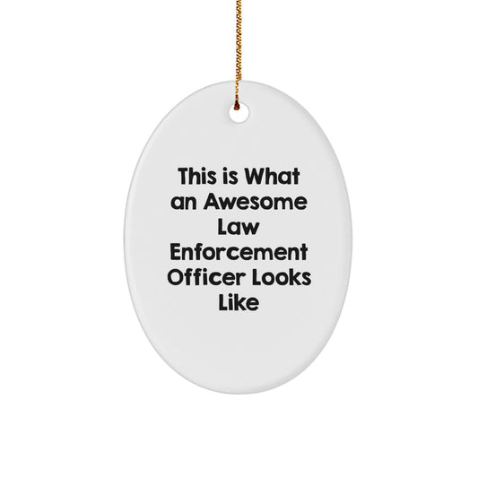 Funny Christmas Unique Gifts for Law Enforcement Officer Men Oval Ornament from Friends and Family - Image 1
