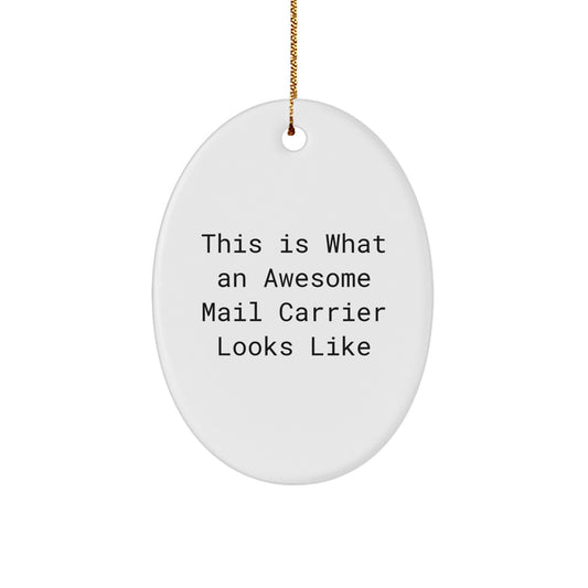 Funny Mail Carrier Gift, Awesome Oval Ornament for Christmas Unique Gifts, Gifts from Friends for Awesome Mail Carrier - Image 1
