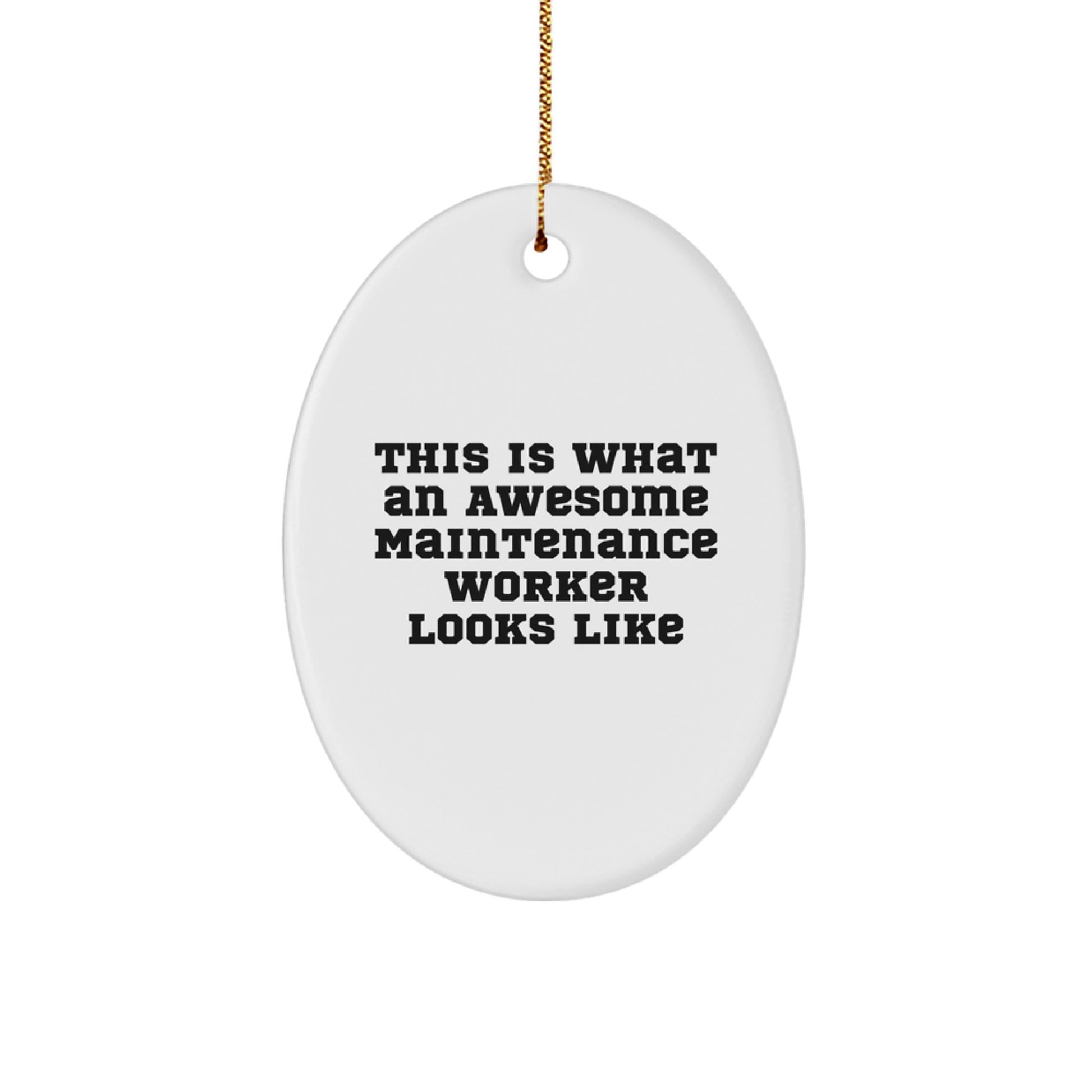 Funny Maintenance Worker Gifts from Friends for Men Oval Ornament Christmas Unique Decorations - 'This Is What An Awesome Maintenance Worker Looks Like' - Image 1