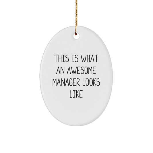 Manager Oval Christmas Ornament Gift for Coworkers Manager Looks Like - Image 1