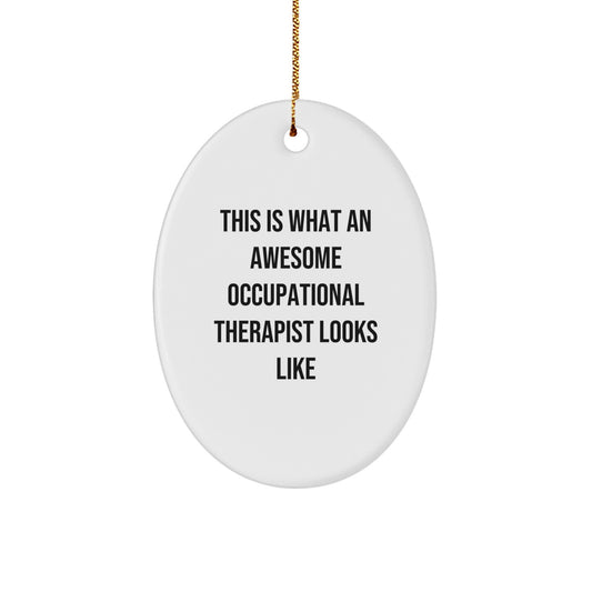 Funny Occupational Therapist Gifts Oval Ornament This Is What An Awesome Occupational Therapist Looks Like Gifts from Friends for Occupational Therapist Christmas Unique Gifts - Image 1