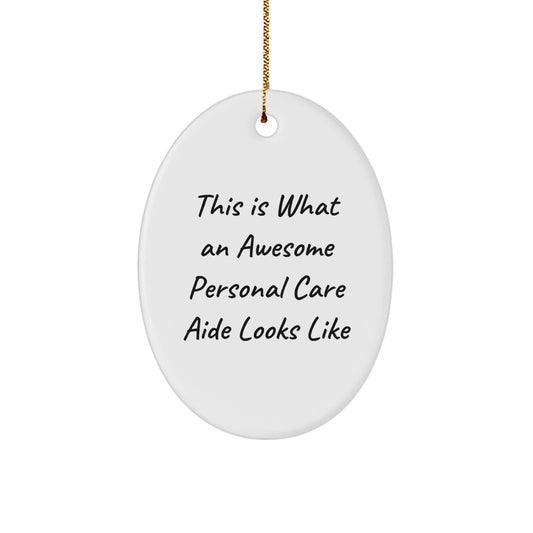 Funny Personal Care Aide Gifts from Friends and Family, Christmas Unique Ornament for Personal Care Aide, Oval Shape - Image 1
